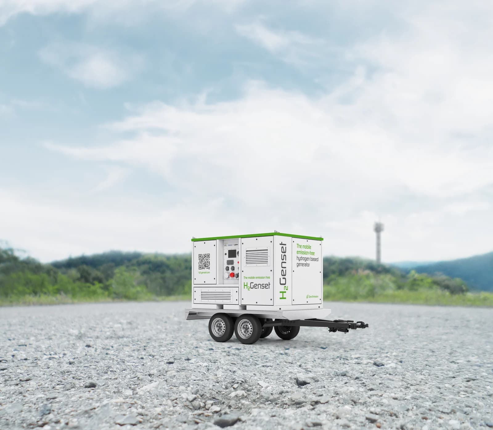 H2Genset mobiele emissievrije waterstof-generator op trailer